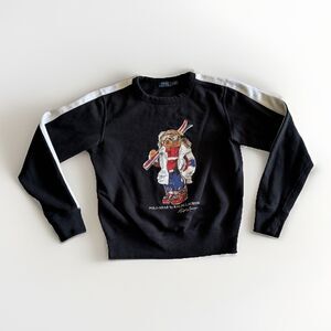 Women's Polo Ralph Lauren Black Bear Sweatshirt Print Crewneck Size Small Rare